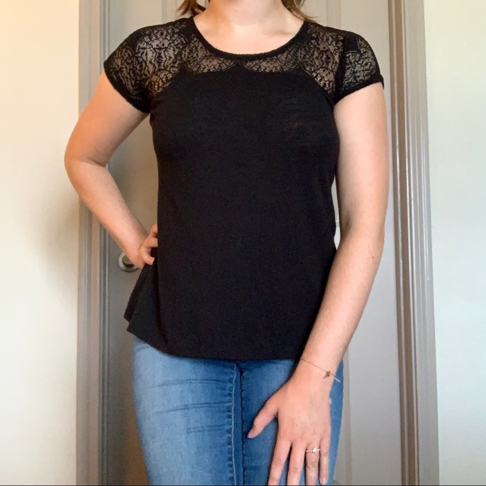 Black Short-Sleeve Blouse